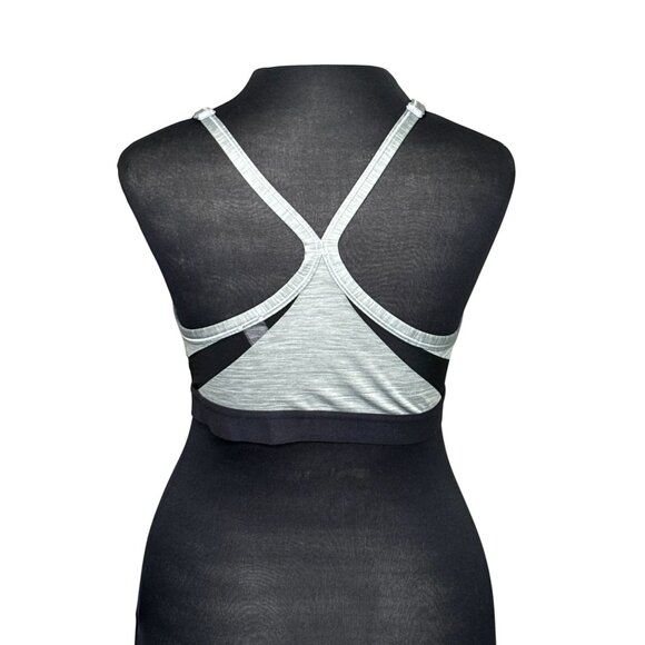 Nike Dri-Fit Gray & Black Sports Bra Size L Polyester Spandex Adjustable Straps - Picture 2 of 8